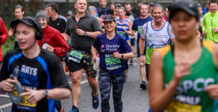 People running and smiling