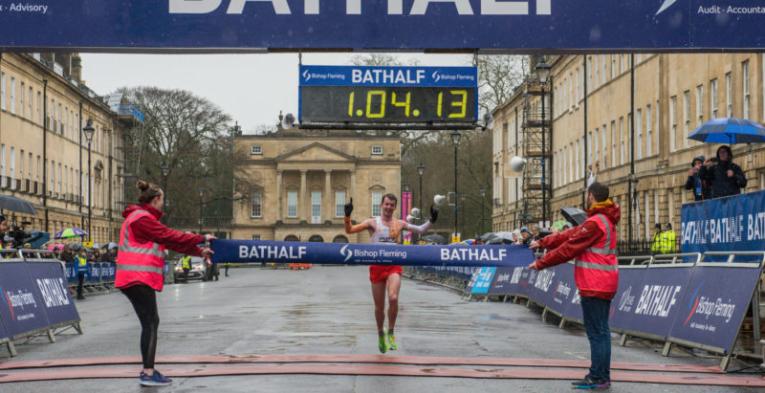 Man coming first in the Bath Half