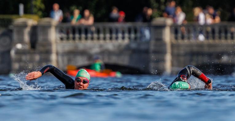 Swim participants out in the water