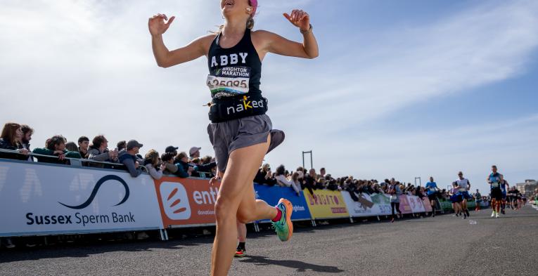 Brighton Marathon participant is close to crossing the Finish Line