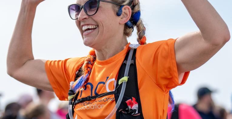 Brighton Marathon runner celebrating as they cross the Finish Line