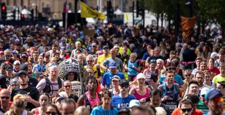 London's streets crowded with TCS London Marathon participants 