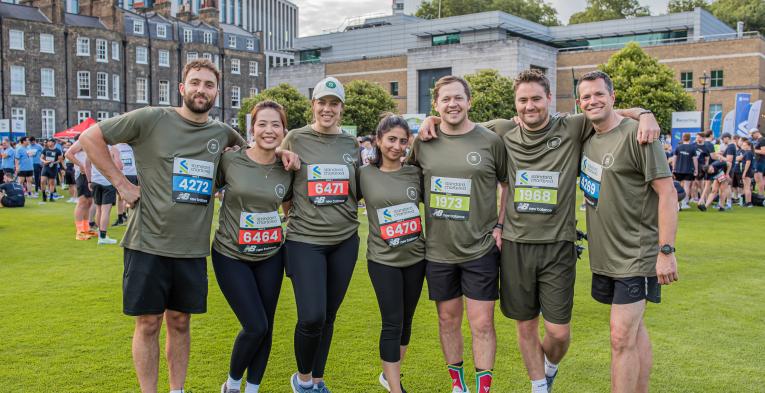 Great City Race participants pose before staring their run