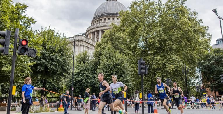 Great City Race participants pass St. Paul's Cathedral 