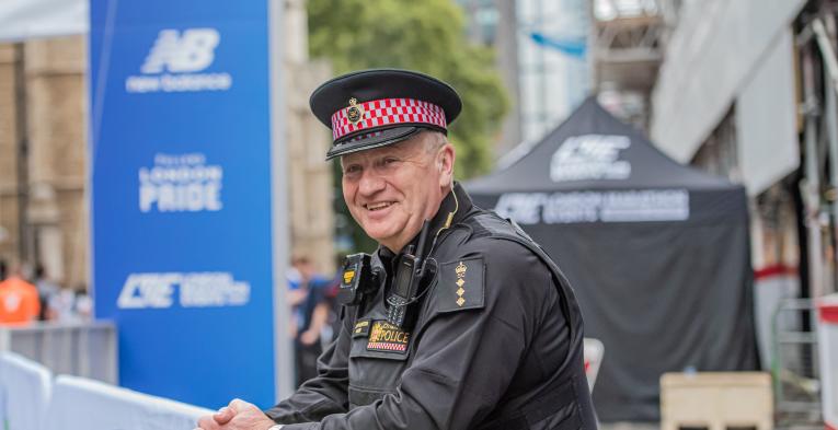 An officer stands by at the Great City Race