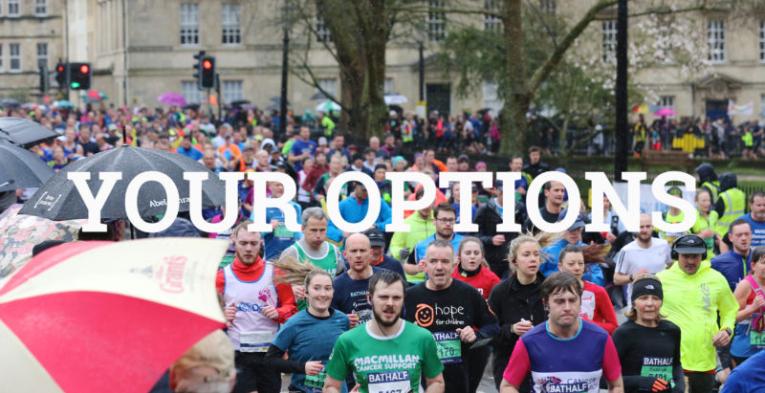 People running through Bath with "YOUR OPTIONS" text overlayed