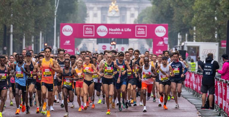 General view of the start as the runners run away from Buckingham Palace along The Mall during The Vitality London 10,000, Sunday 22nd September 2024.