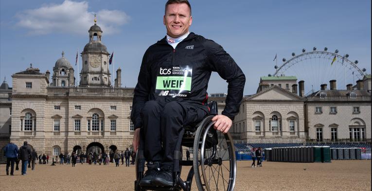 David Weir in Central London ahead of the 2024 TCS London Marathon