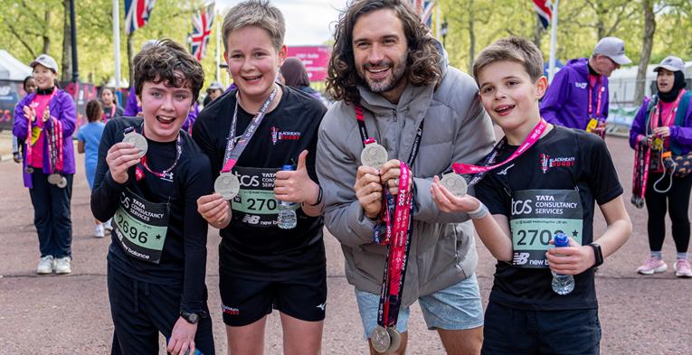 Joe Wicks with TCS Mini London Marathon participants