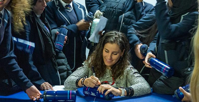 Francesca Selva with students in East London