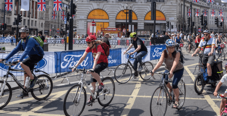 Participants at the 2023 Ford RideLondon FreeCycle