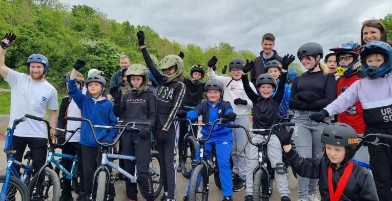 A group of people on BMX bikes