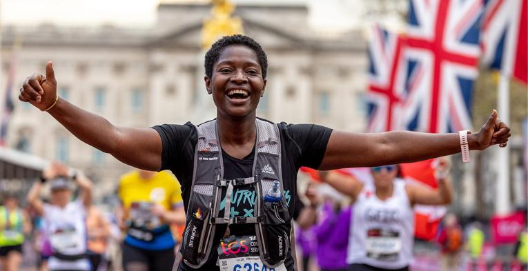 Felicia Ofori-quaah as she approaches the finish line