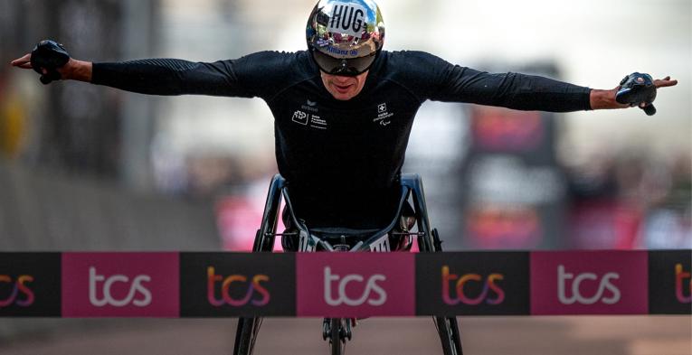 Marcel Hug at the Finish Line