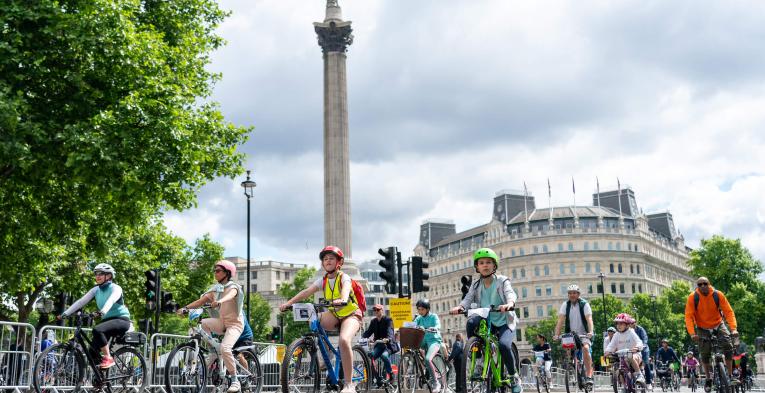 A group of riders at Trafalgar Square