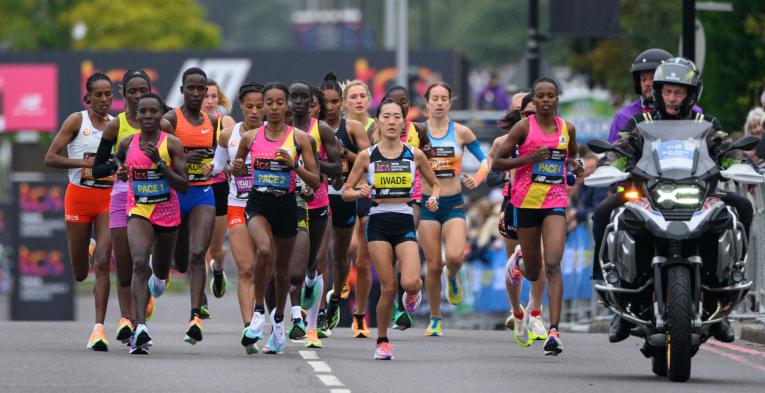 The elite women near the Start Line of the TCS London Marathon