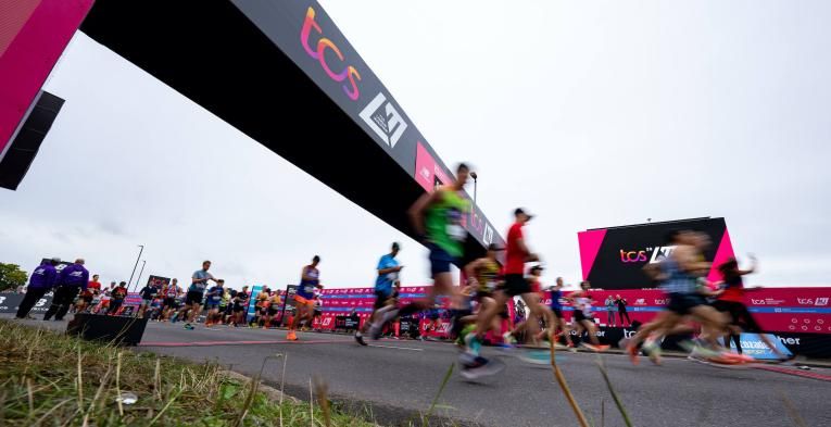 Blurred runners at the Start Line of the TCS London Marathon