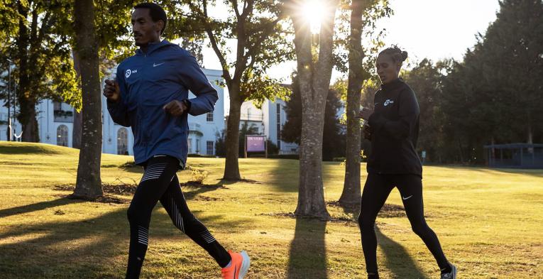 Mule Wasihun trains within the grounds of the official hotel and biosecure bubble 