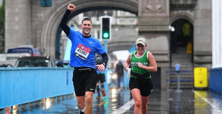 A virtual marathon runner on Tower Bridge