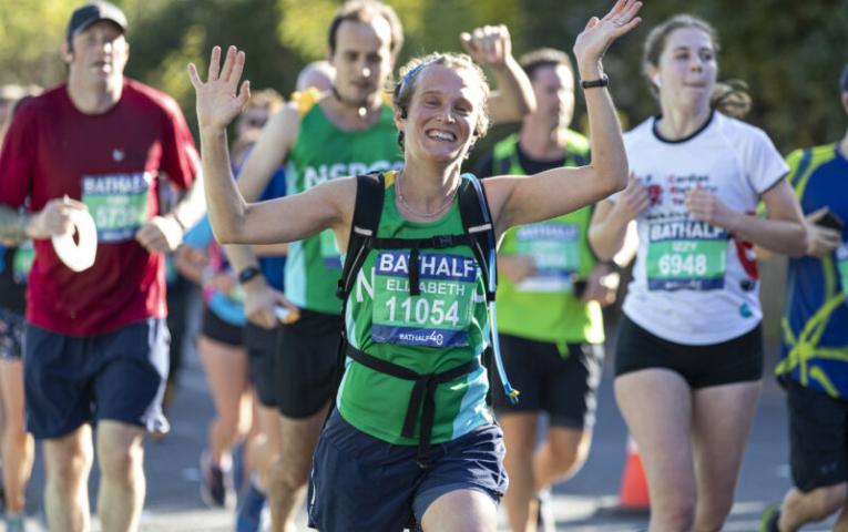 People running with smiles.