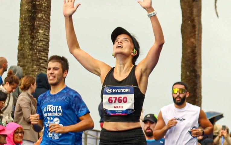 Maria closing in on the Finish Line of a run