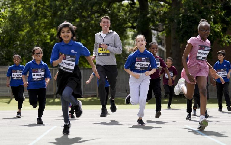 School children completing their mile 