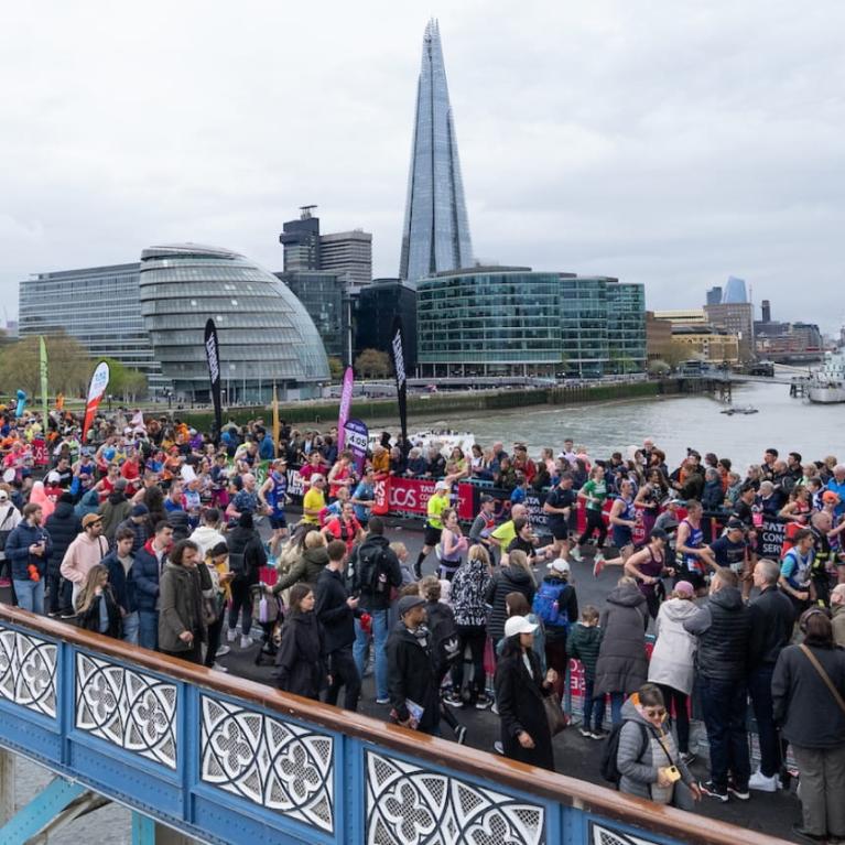 A shot of Tower Bridge during the 2023 TCS London Marathon