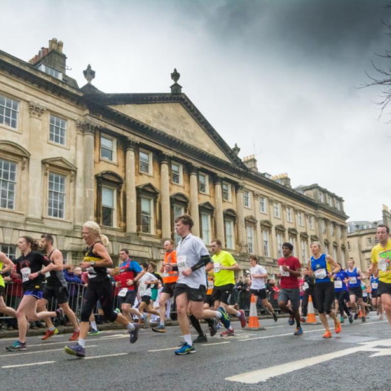 People running through Bath