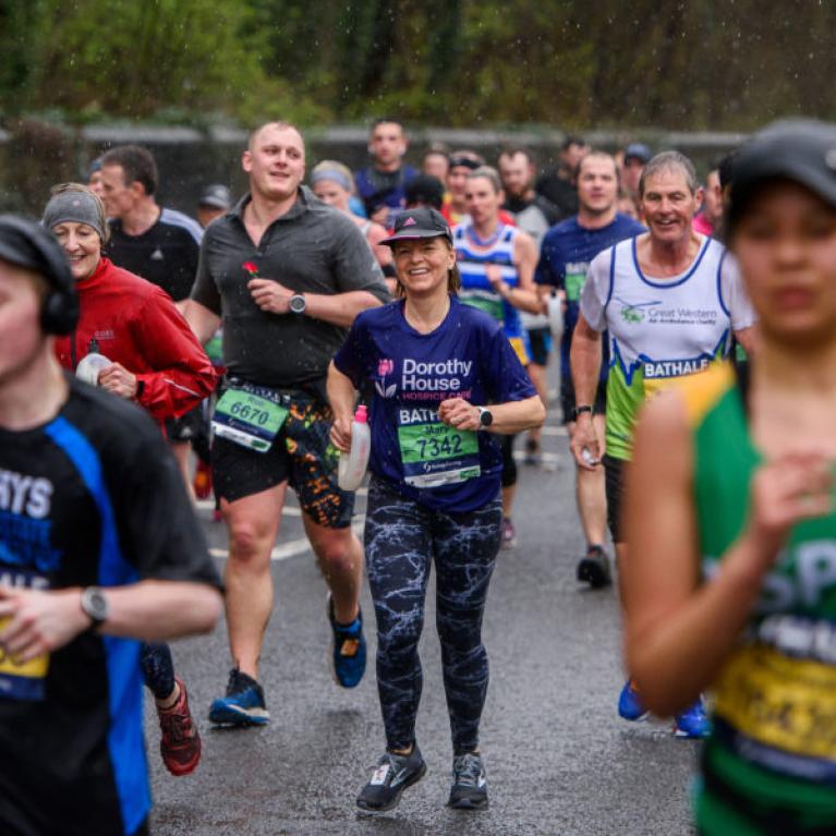 People running and smiling