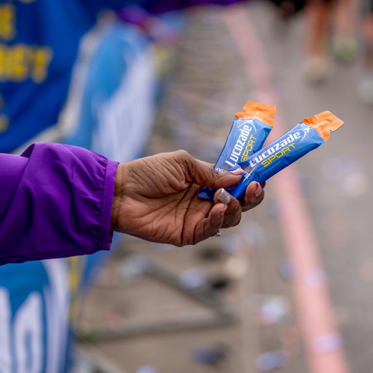 Lucozade Sport Gels on the TCS London Marathon course.