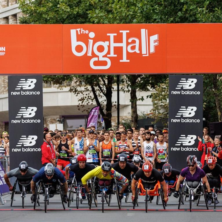 Elite wheelchair athletes ready at the Start Line of The Big Half 2022