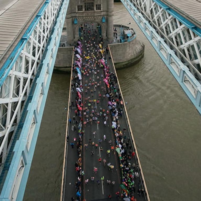 View of the race from Tower Bridge