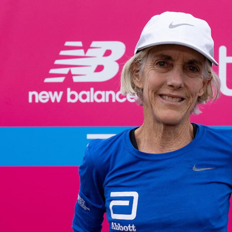 Joan Benoit-Samuelson, the first gold medallist in the women’s Olympic marathon, The TCS London Marathon on Sunday 2nd October 2022