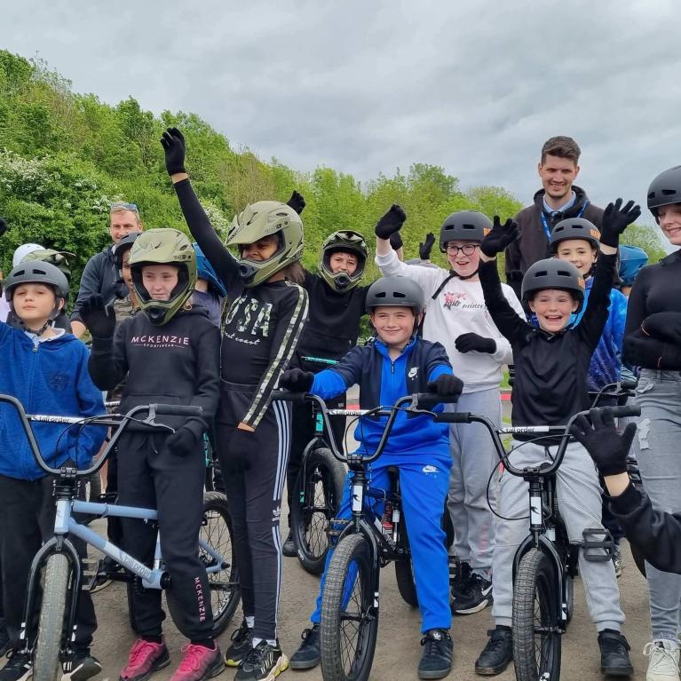 A group of people on BMX bikes