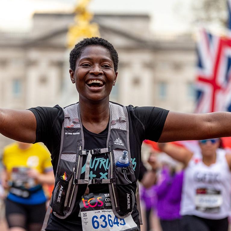 Felicia Ofori-quaah as she approaches the finish line