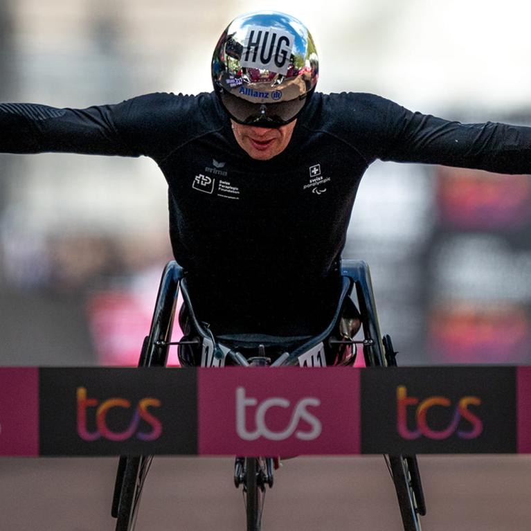 Marcel Hug at the Finish Line