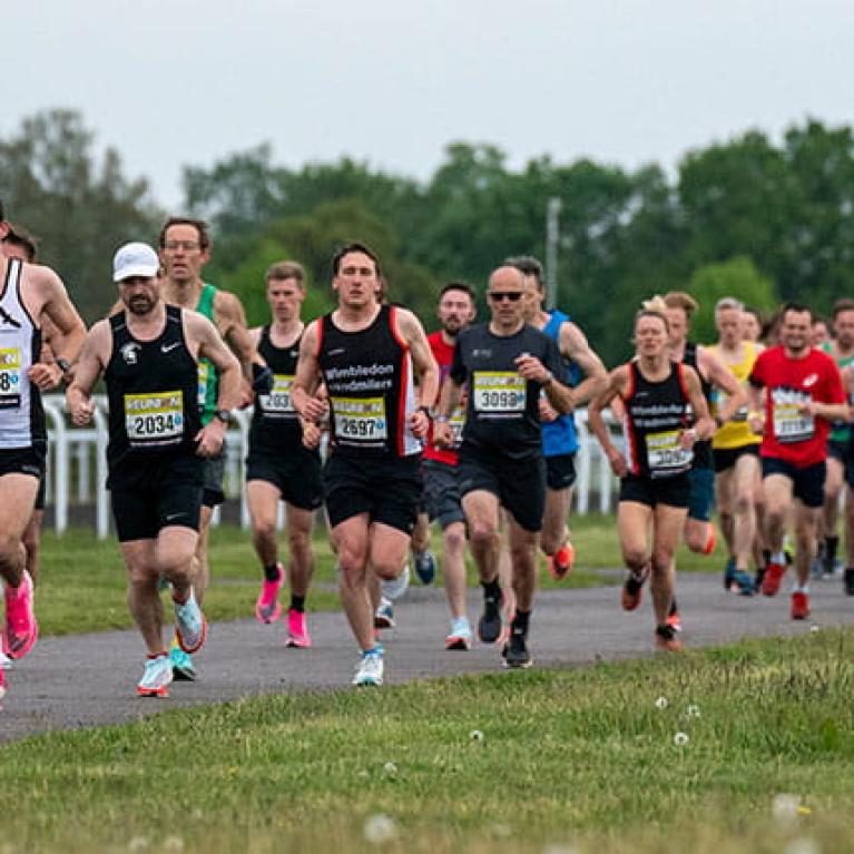 Runners at the Reunion 5K at Kempton Park race course