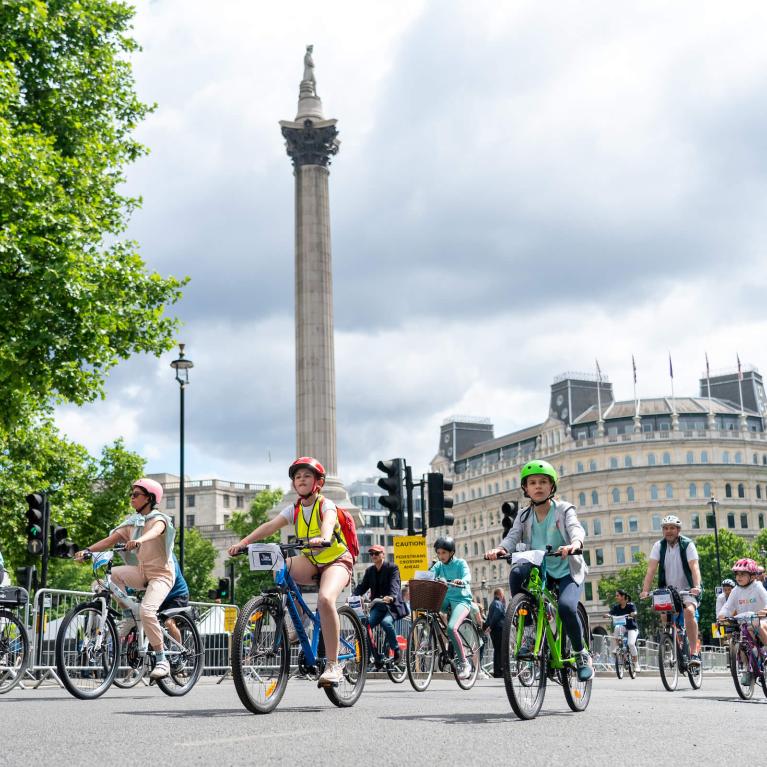 A group of riders at Trafalgar Square