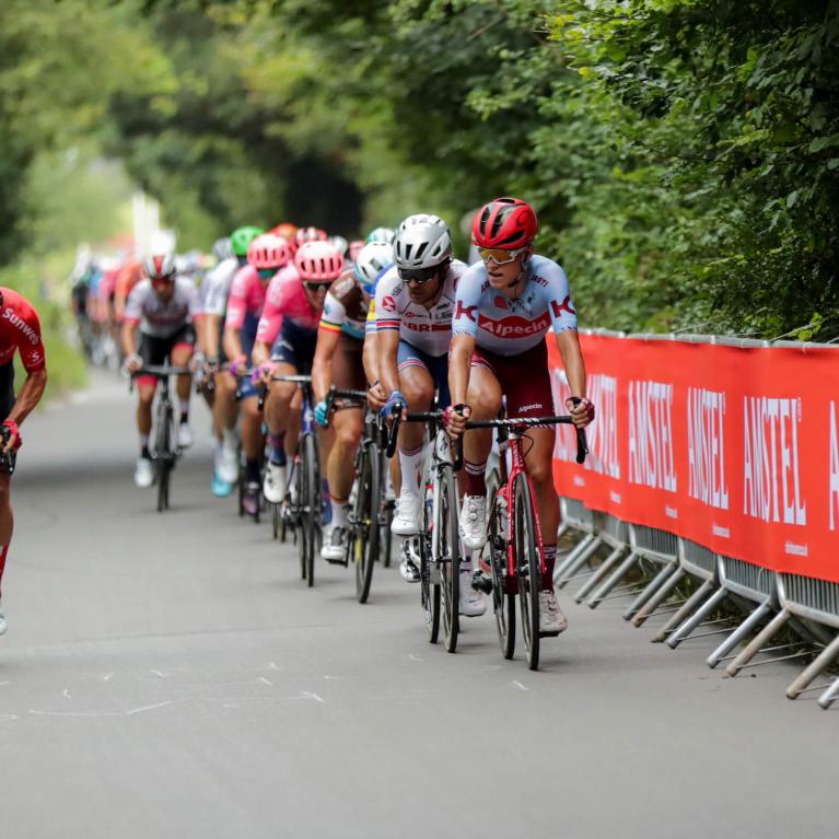 Alex Dowsett leads the peloton at the 2019 RideLondon Classic