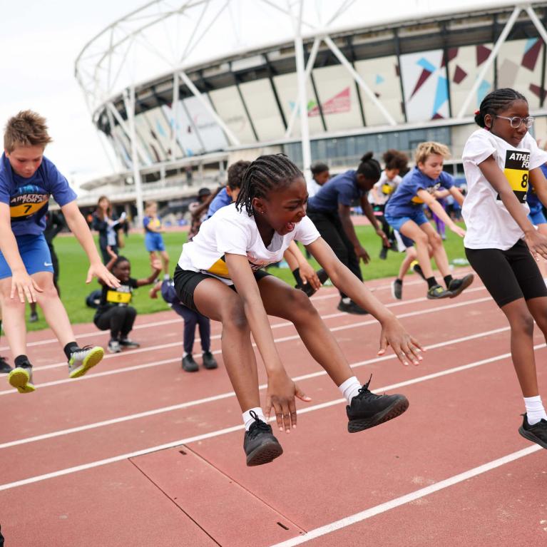 Jumping children at the Athletics for All event