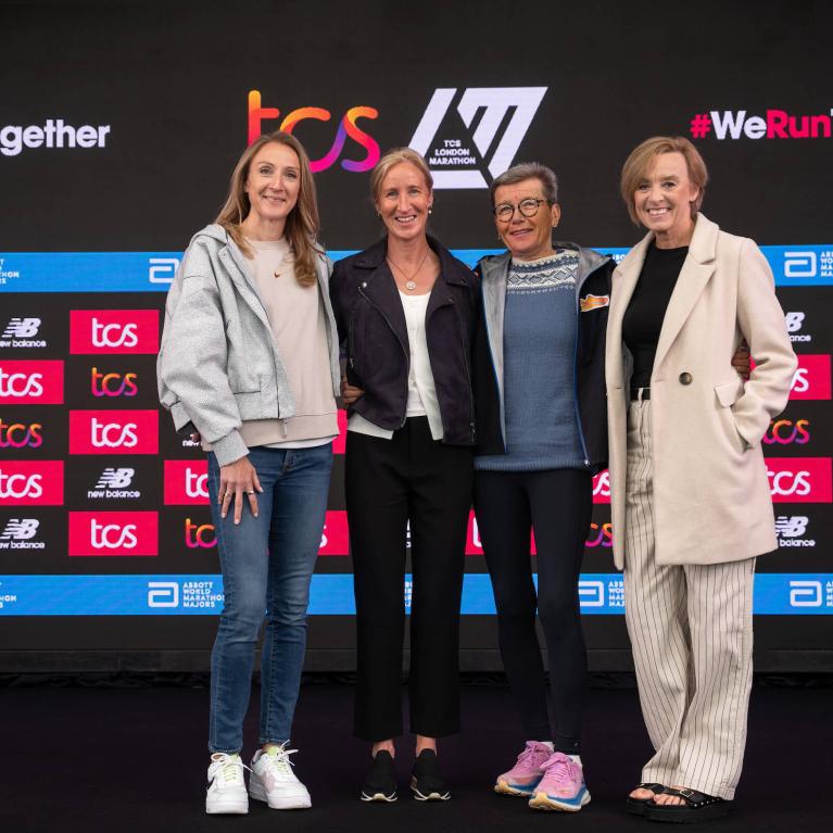 Four former London Marathon champions at a press call