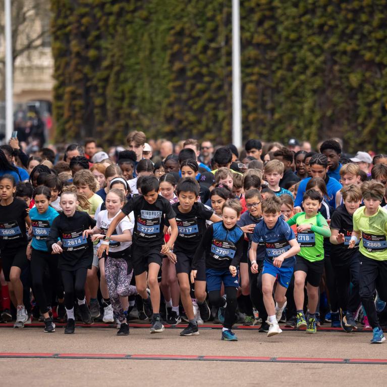 Young participants set off from the TCS Mini London Marathon Start Line