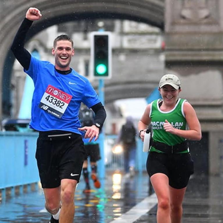 A virtual marathon runner on Tower Bridge