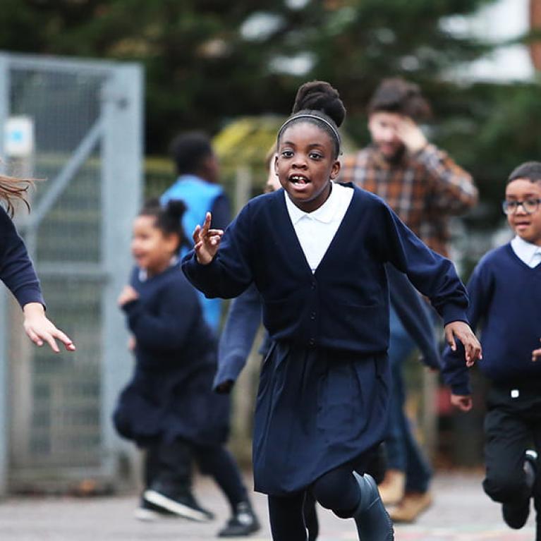 Children at Earlsmead Primary School taking part in the virtual TCS London Marathon