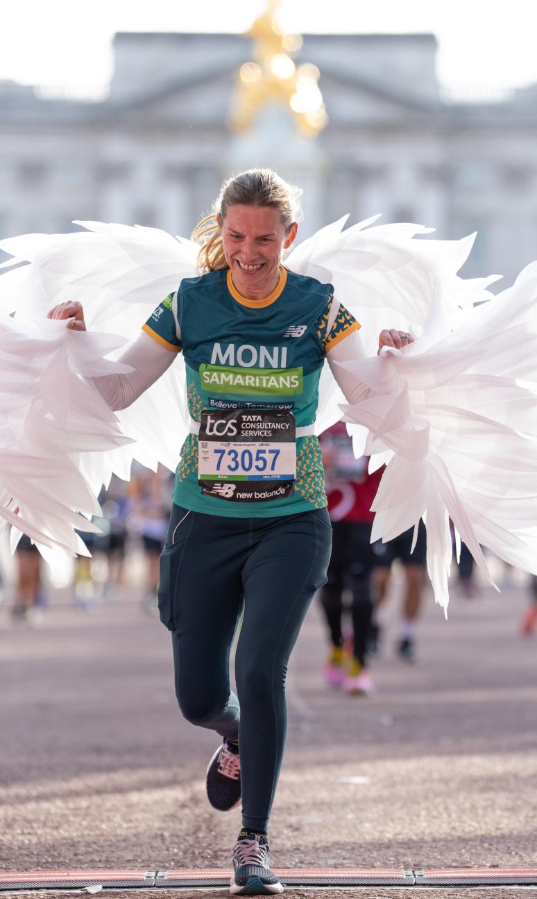 Samaritans runner about to cross the Finish Line