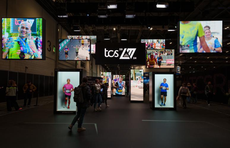 Runners try out an activation at the TCS London Marathon Running Show 