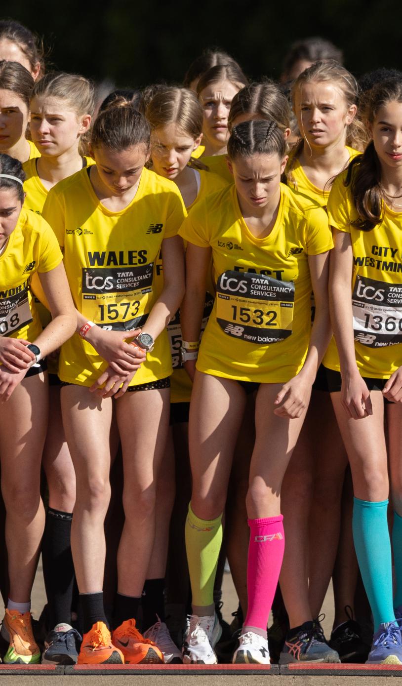 Mini london marathon start line with line of girls waiting to start.