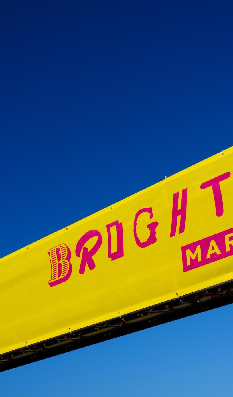 Brighton Marathon Finish Line on a glorious day with bright blue sky