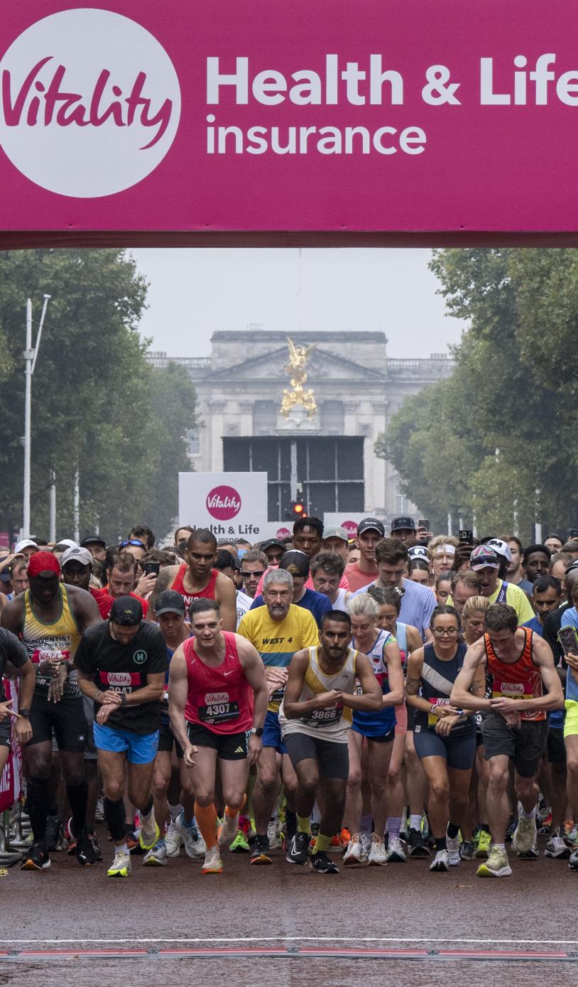 People lined up on a race start line